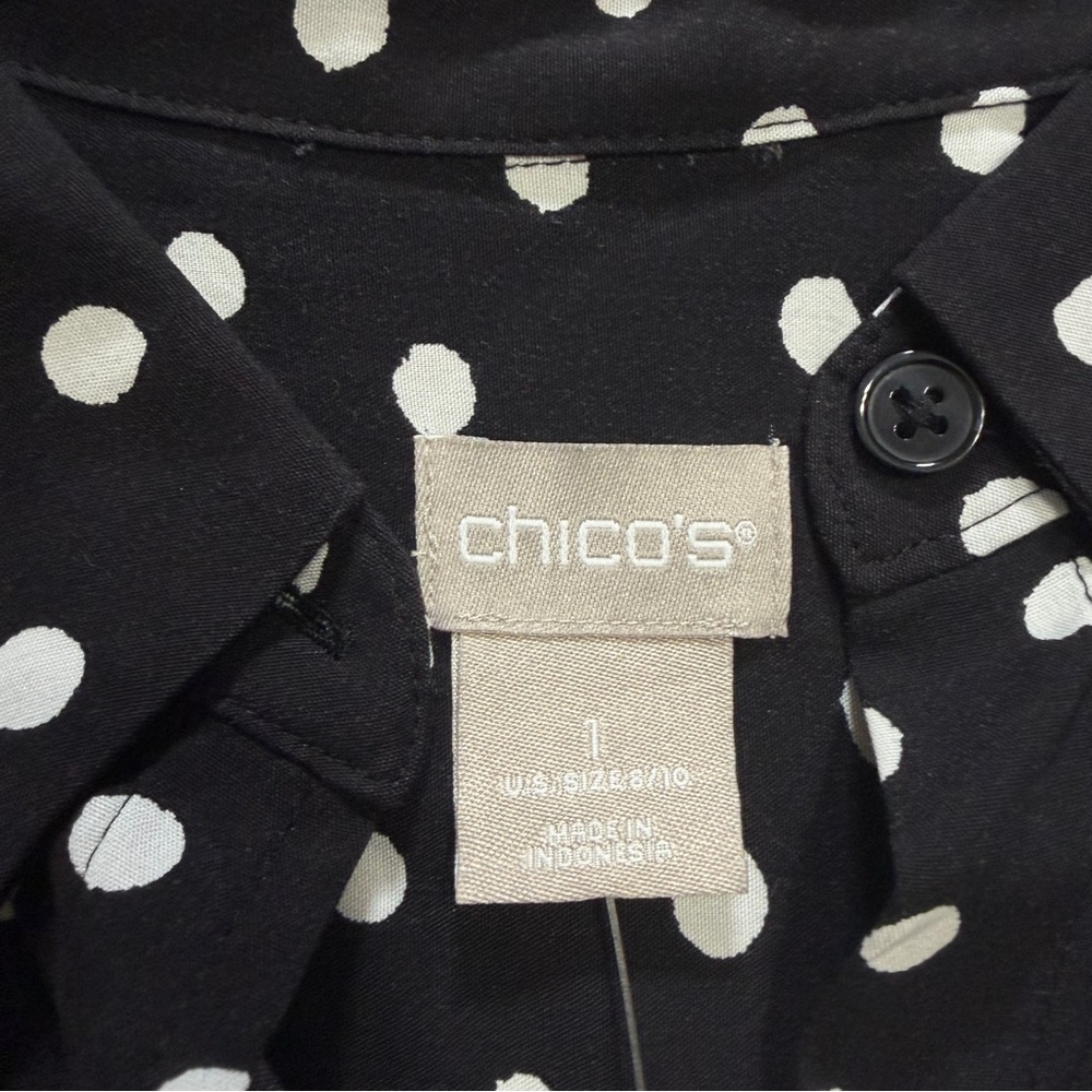 Chicos Easy Shirt Button Down Collared Shirt Blac… - image 2